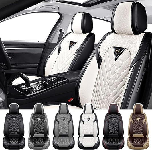 Truck Seat Covers for Ram 3500 2009-2026, Waterproof Premium Leather Full Coverage Car Seat Cover, Muscle Sport Style Auto Interior Seat Cover Sets (Front Set/Black White)