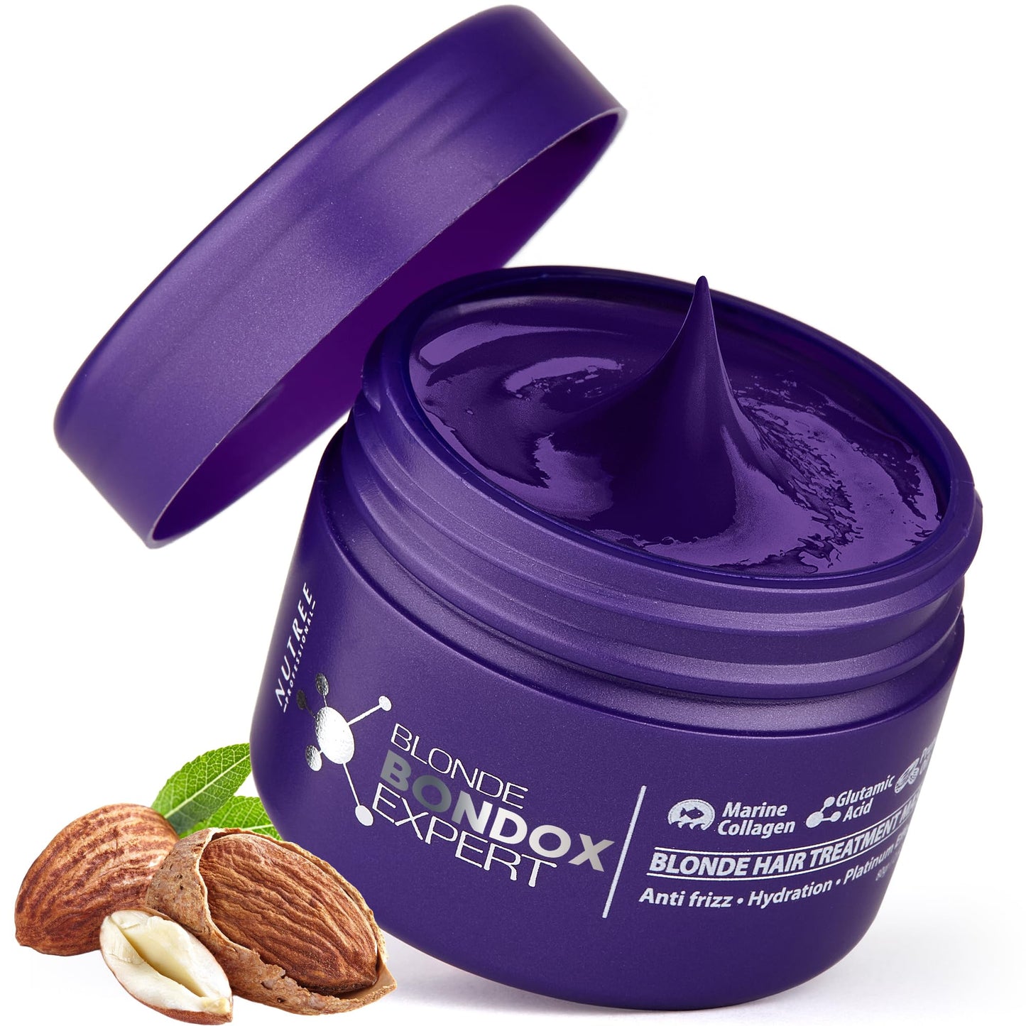 Nutree Professional Hair Mask For Damaged Hair Blonde Bondox Treatment 2.82 Oz Thermal Activated Mask For Dry Frizzy Hair | Form