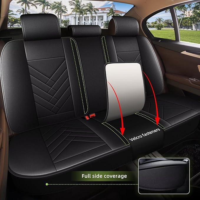 AOMSAZTO Car Seat Covers Fit for Subaru Forester 2007-2024 2025 2026 Full Set Premium Seat Covers Waterproof Leather Automotive Seat Cushion Protector Compatible with Airbag(5 Seats,Black)