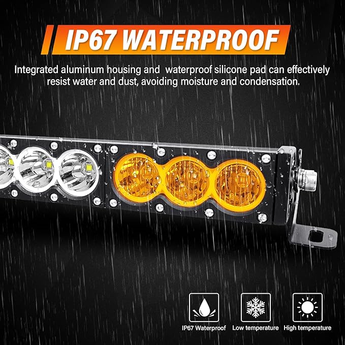 Willpower 54 inch LED Light Bar Single Row Dual Color 300W Off Road Light Bar White Amber Combo LED Work Light Truck UTV 4x4 Cars SUVs ATVs Boats Fog Driving Light with Wiring Harness kit