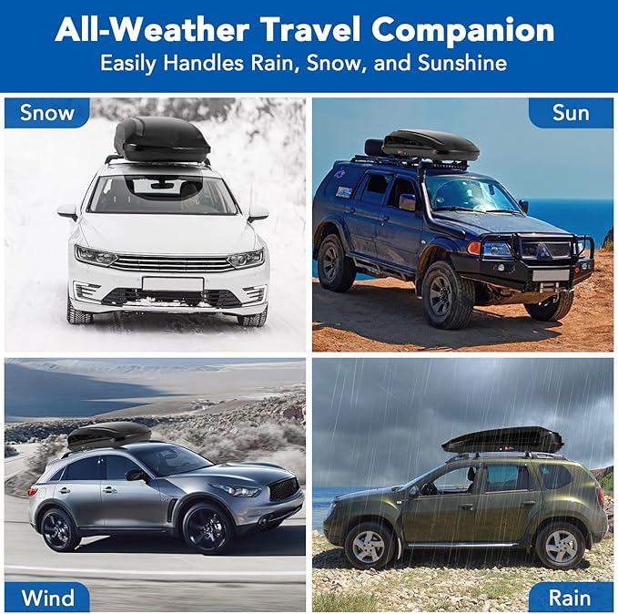 Garvee Heavy Duty Hard Shell Roof Top Cargo Carrier - 70(L) x31(W) x15(H) Waterproof Lockable Storage Box Capacity 165 Lbs 17.7 Cu Ft - Tool-Free Install- Fits SUV, Truck, Van