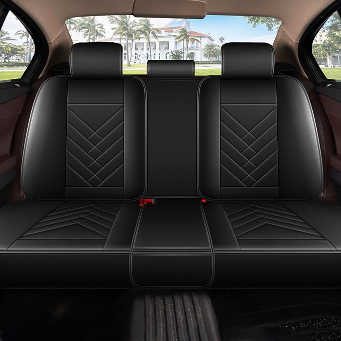 AOMSAZTO Car Seat Covers Full Set Fit for Nissan Maxima 2011-2023 Waterproof Faux Leather Car Seat Cushions Automotive 5 Seat Covers Set（Black）