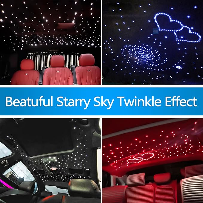 ATOKEE 10W Twinkle 400pcs Starlight Headliner Kit, 0.03in9.8ft Fiber Optic Star Lights for Car/Home Roof Use with APP/Remote Control