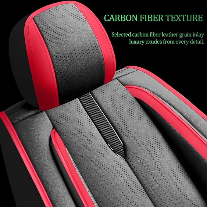 Fit Fj Cruiser Car Seat Covers for Toyota Fj Cruiser 2007-2013 2014 -Upgraded Premium Waterproof & Breathable Leather,Airbag Compatible,All-Weather Seat Cushion Protector,Full Set,Black-Red