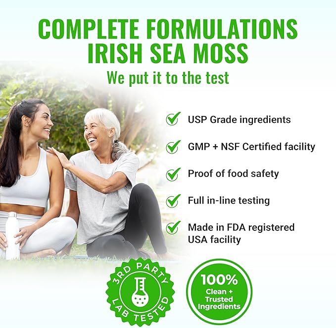 Sea Moss Supplement Blend with Black Seed Oil Ashwagandha Turmeric Bladderwrack, Burdock & Vitamin C & D3 with Elderberry Manuka Dandelion Yellow Dock Iodine