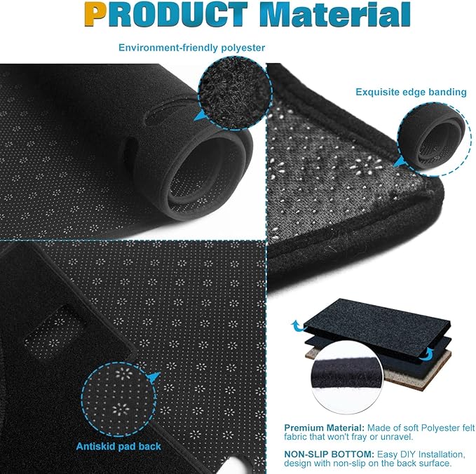 x xotic tech Center Console Dashboard Mat Pre-Cut Non-Slip Sunshield Sun Glare Protector Dash Carpet Pad Black Cover Compatible with Toyota Camry 2012-2017