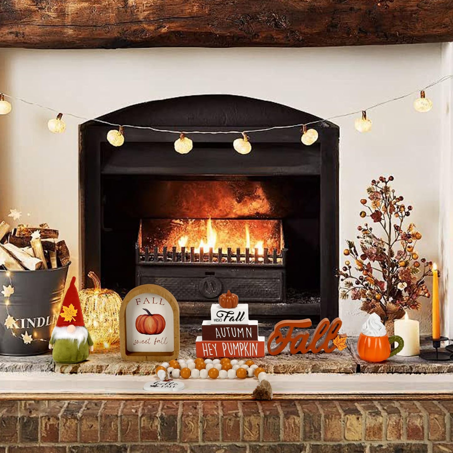 Fall Decorations, 6 PCS Fall Tiered Tray Decor Set, Thanksgiving Harvest Table Centerpiece Pumpkin Gnome Autumn Farmhouse Wood Sign, Indoor Tabletop Decor for Home Office Kitchen Shelf Mantel