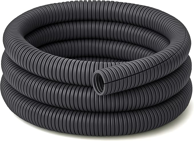 Electriduct Split Wire Loom Tubing Polyethylene Corrugated Flexible Conduit - 3/4" Nominal Size - 10 Feet - Gray