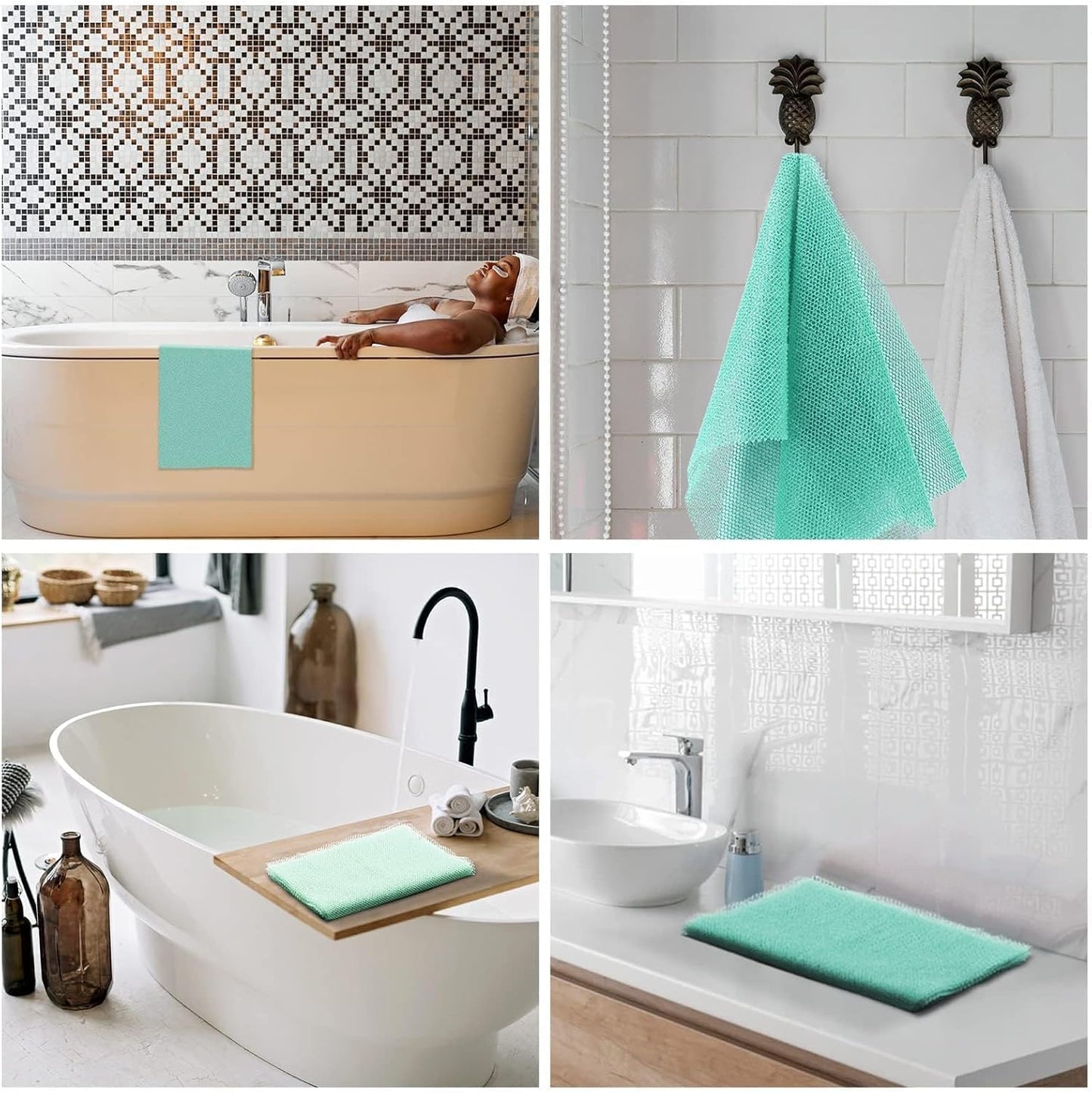 Exfoliating African Bath Sponge | Long Net Body Scrubber | Green