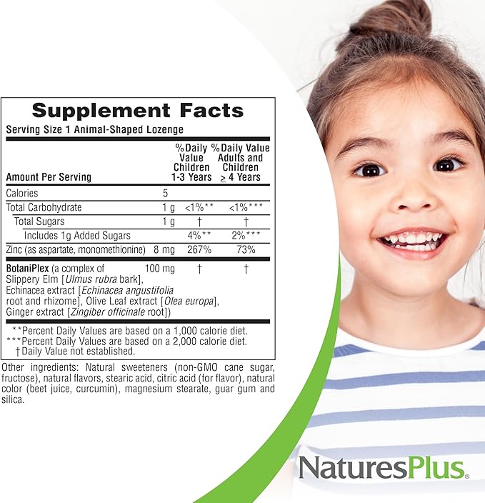 Natures Plus Animal Parade KidZinc, Tangerine Flavor - 90 Animal-Shaped Lozenges - Organically Chelated Zinc - Vegan, Gluten Free - 90 Servings