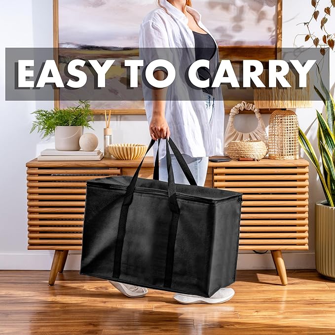 Carrywell (Not Made In China) Insulated Food Delivery and Catering Bags 2-Pack, XXXL Pizza Delivery and Reusable Warming Bag, Thermal Insulation Tote for Hot and Cold Food, Doordash