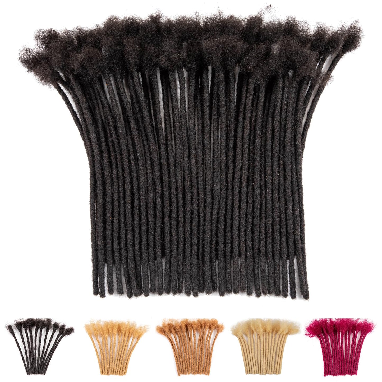 Teresa 10 Inch 0.6Cm Width Loc Extension Human Hair Natural Black 40 Strands Full Hand-Made Permanent Locs Extensions Can Be Dye
