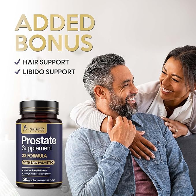 Prostate Health Supplements for Men - Support Complex Formula with Saw Palmetto, Beta Sitosterol, Stinging Nettle, Pygeum, Pumpkin Seed, Zinc - Supports Prostate & Urinary Health - 120 Capsules