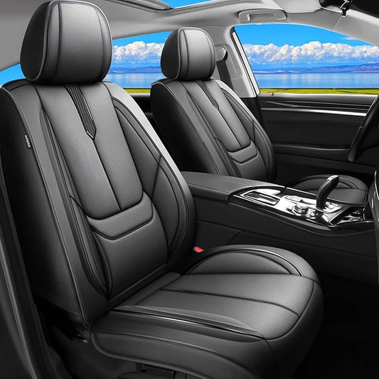 Fit Venue Car Seat Covers for Hyundai Venue 2020-2025 2026-Upgraded Premium Waterproof & Breathable Leather,Airbag Compatible,All-Weather Seat Cushion Protector,Full Set,Black