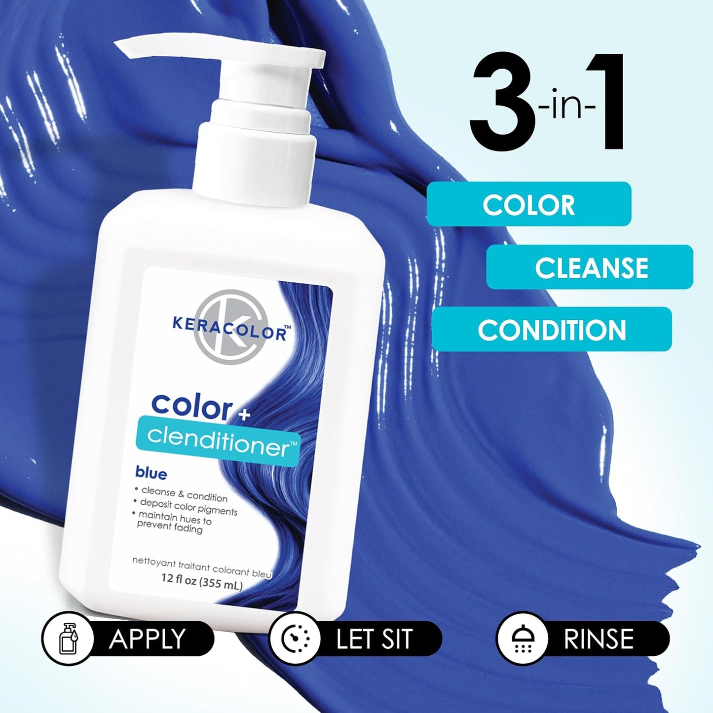 Keracolor 3-In-1 Color-Depositing Conditioner | Gently Cleanses & Conditions | 12 Fl Oz