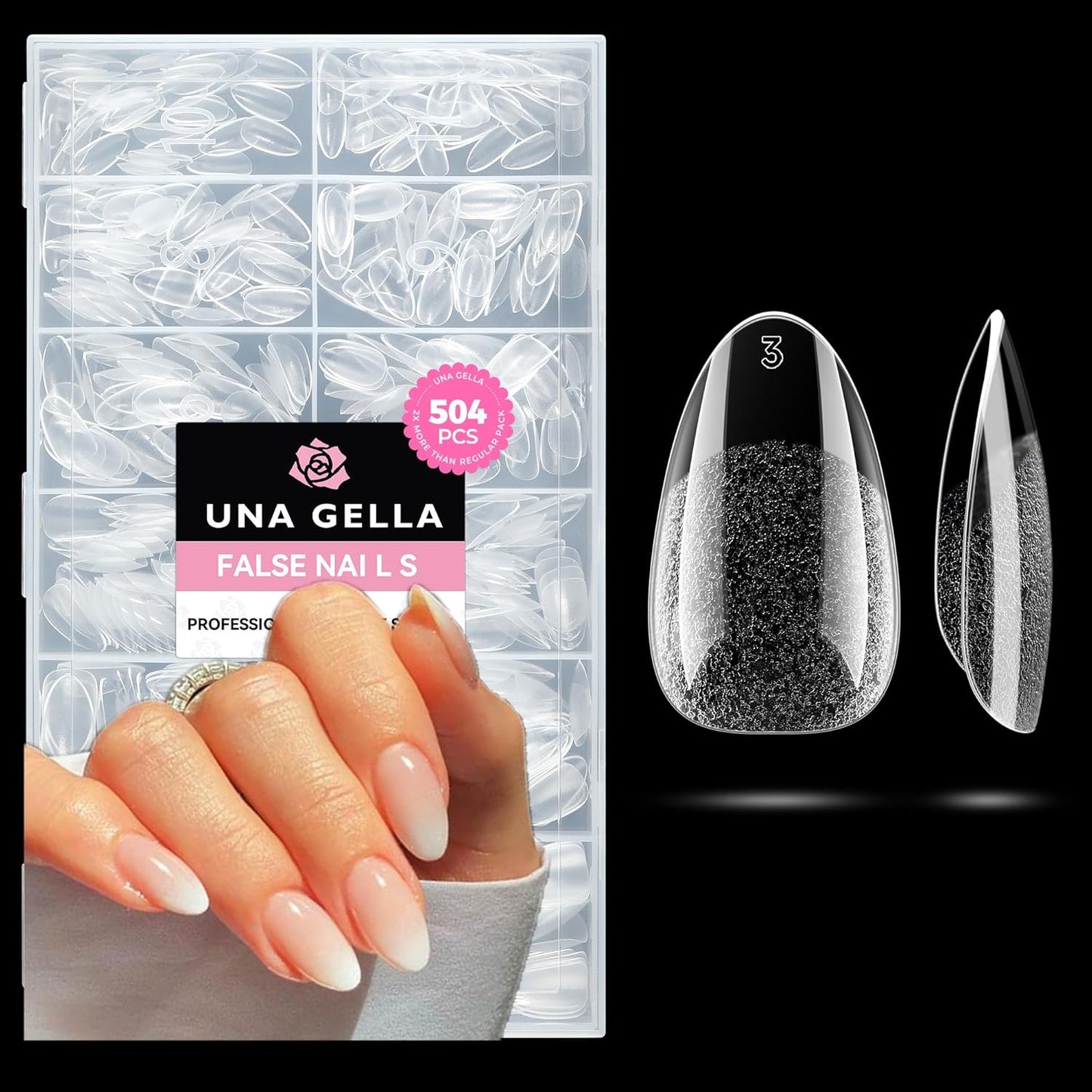 UNA GELLA Square Toe Nail Tips | 504 Pcs Soft Gel Full Cover | DIY Pedicure