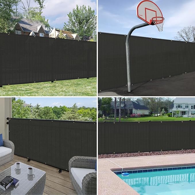 Windscreen4less Privacy Fence Screen Heavy Duty Windscreen Fencing Mesh Fabric Shade Net Cover with Brass Grommtes for Outdoor Wall Garden Yard Pool Deck, 8'x32' Black