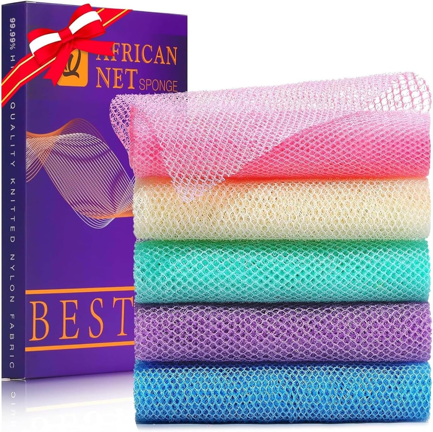Exfoliating African Bath Sponge Set – 6 Pieces | Skin Smoother for Daily Use