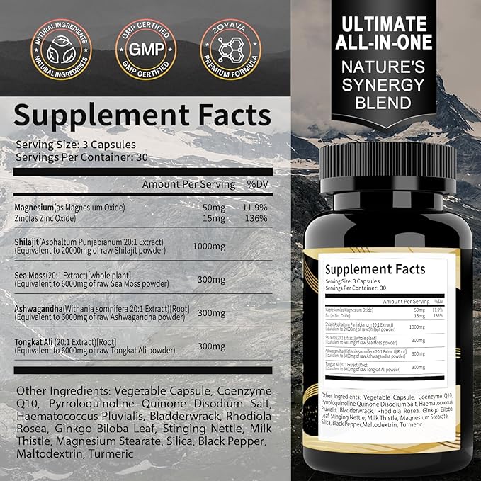 Fulvic Acid Capsules, Supplement for Shlajit 20000 mg- 87 Count