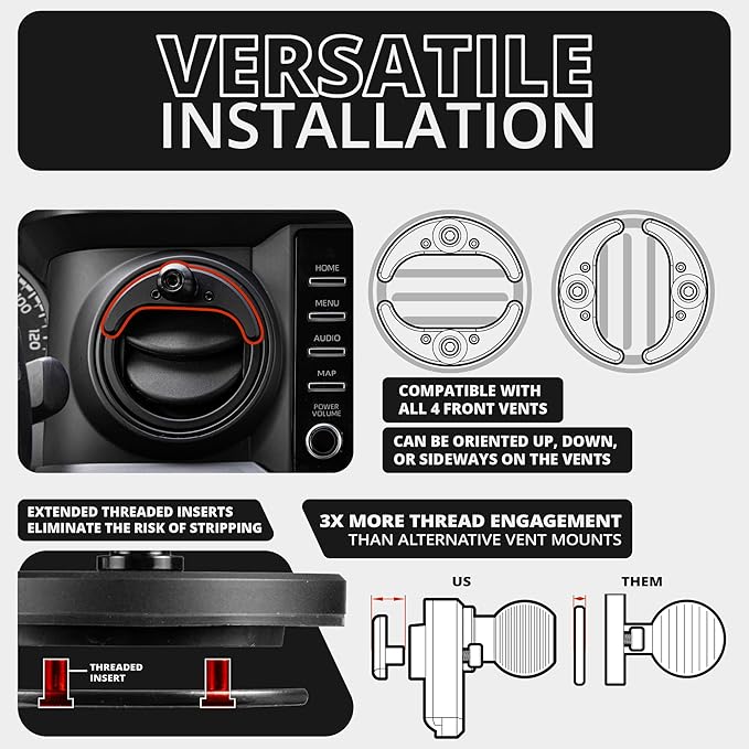 Tackform Link Vent Phone Mount Compatible with 2016-2023 Toyota Tacoma and 2014-2021 Toyota Tundra | Aluminum | Zero Slip | Universal Magnetic Phone Holder | 2" Arm | Red | (NOT MAGSAFE Compatible)