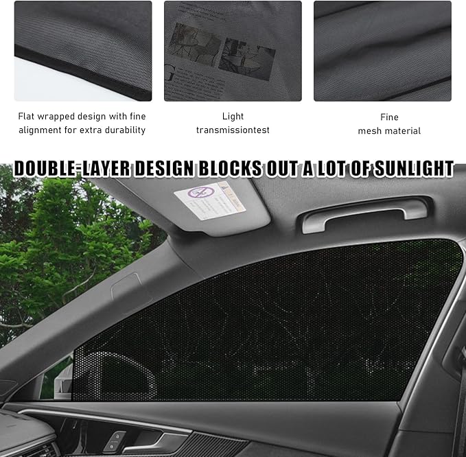 2 PCS Window Shades, Auto Front Rear Side Sun Shades for Block Heat & UV Protection, Breathable Mesh Baby Screen Covers, Universal Car Accessories (Front)