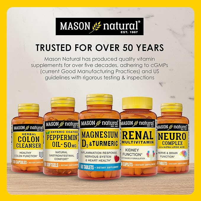 Mason Natural Ashwagandha 500 mg, Adaptogen for Stress & Energy Support, Herbal Supplement, 60 Day Supply