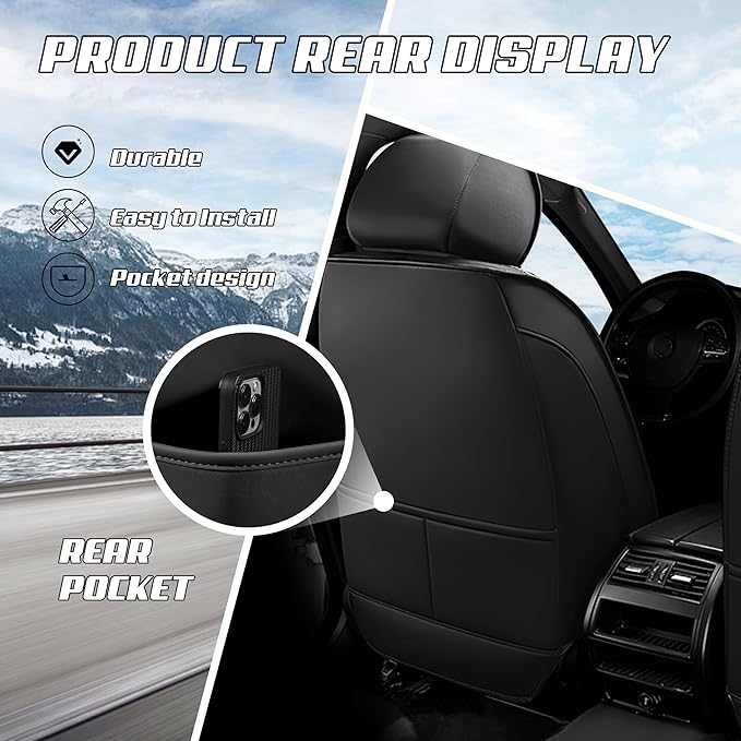 Car Seat Covers Fit for Infiniti g37 2000-2026, Stylish Sport Seat Covers, Waterproof Wear-Resistant Premium Nappa Leather Car Seat Cover.(Full Set/Pure Black)