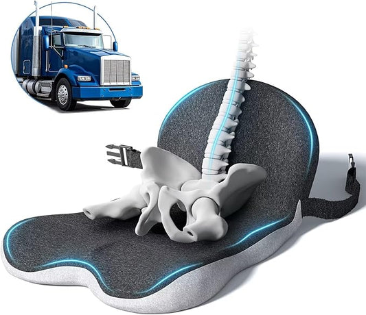 Car Seat Cushion - Memory Foam L-Shaped with Lumbar Support & Anti-Slip Design for Long Driving Comfort