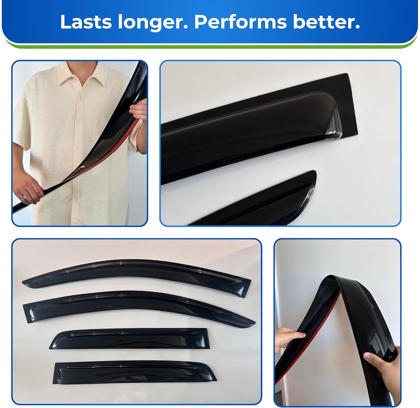 KPY Window Visor Compatible with 1983-1994 S10 Blazer/S15 Jimmy & 1982-1990 S10/S15 Pickup & 1991-1993 Sonoma & 1985-2005 Astro/GMC Safari, Rain Guard Window Vent Deflectors Tape-On