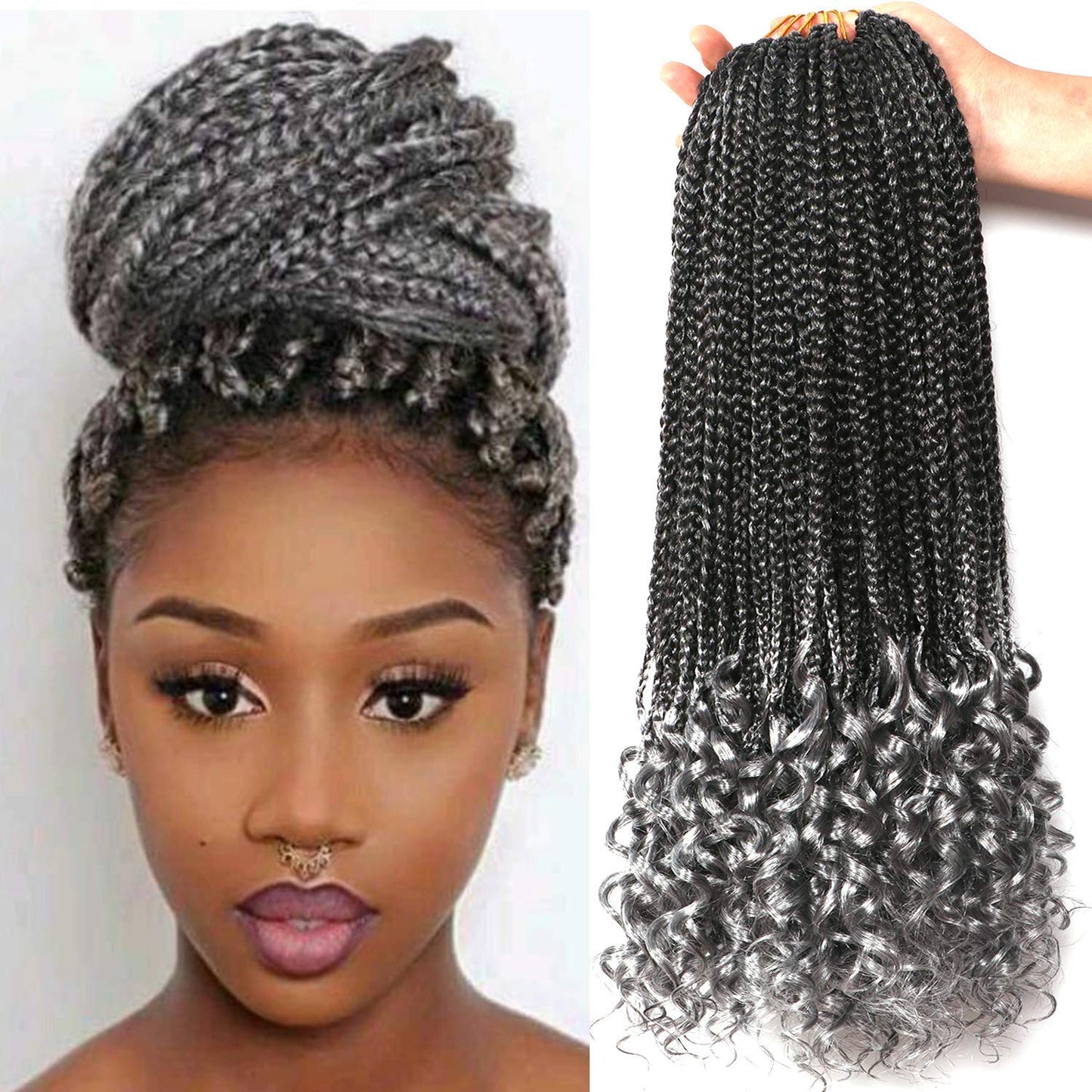Urnice 7 Packs 14 Inch Crochet Box Braids Hair With Curly Ends Prelooped Bohemian Goddess Box Braids Crochet Hair Braiding Hair