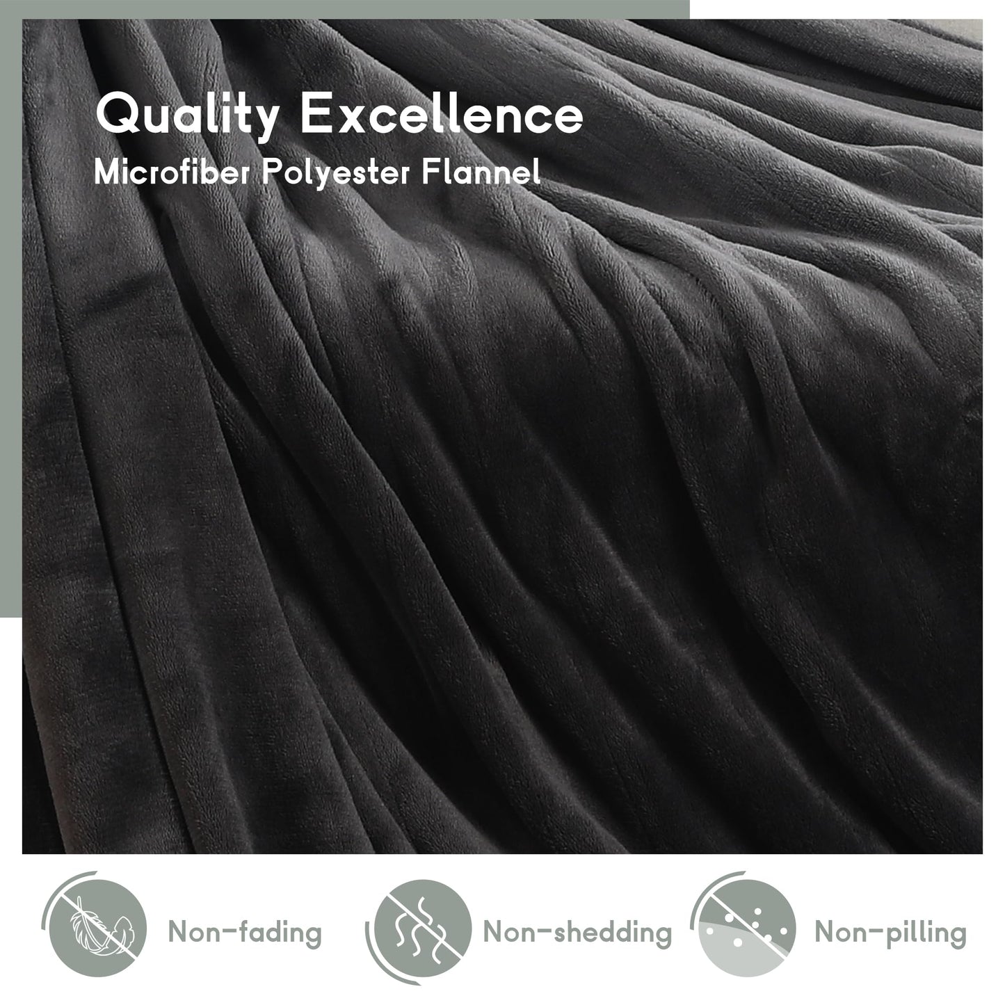 Heated Blanket Electric Blanket Full Size 72''x84'', Soft Flannel Heating Blanket with 1-10 Hour Auto Off - 6 Heat Settings - Machine Washable - Dark Grey