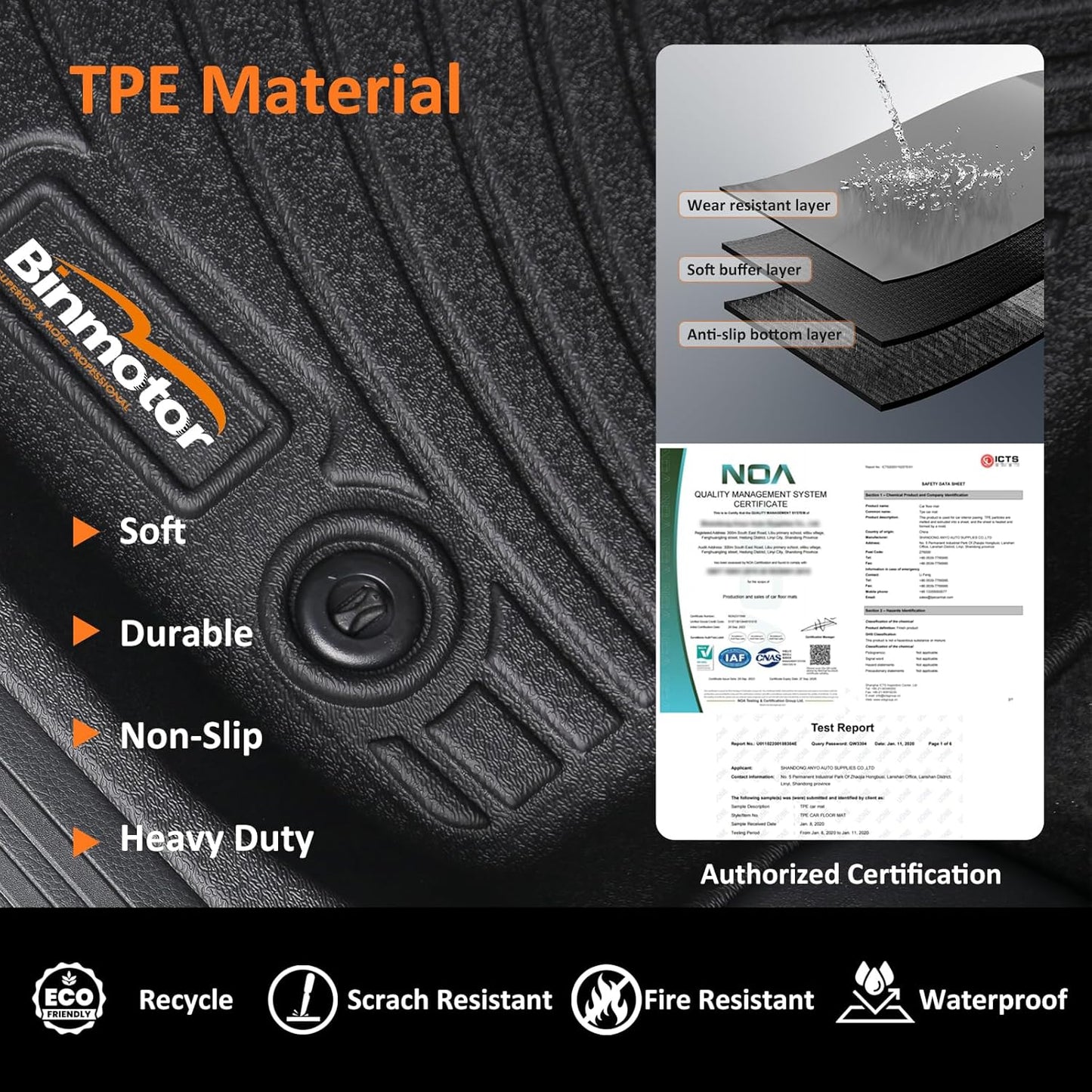 Binmotor-Floor Mats & Cargo Liner for Mitsubishi Eclipse Cross 2022-2025, TPE All Weather Car Floor Mat Rubber Liners for Eclipse Cross Accessories Cargo Trunk Mat-Black