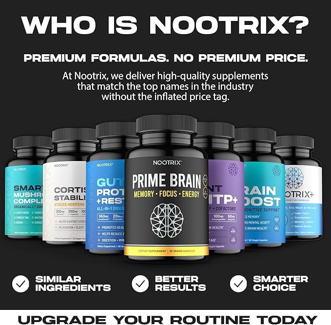 Prime Brain Nootropic Supplement | Supports Memory, Mental Focus, Cognitive Health & Energy | Promotes Healthy Mood & Brain Function | Ginkgo Biloba, Lion's Mane & L Theanine | 90 Capsules