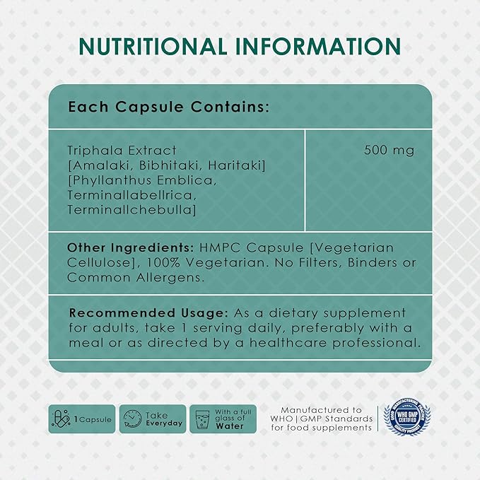 AMBROSIAL Triphala 500 Mg Organic Triphala Capsules Pack of 2-120 Capsules