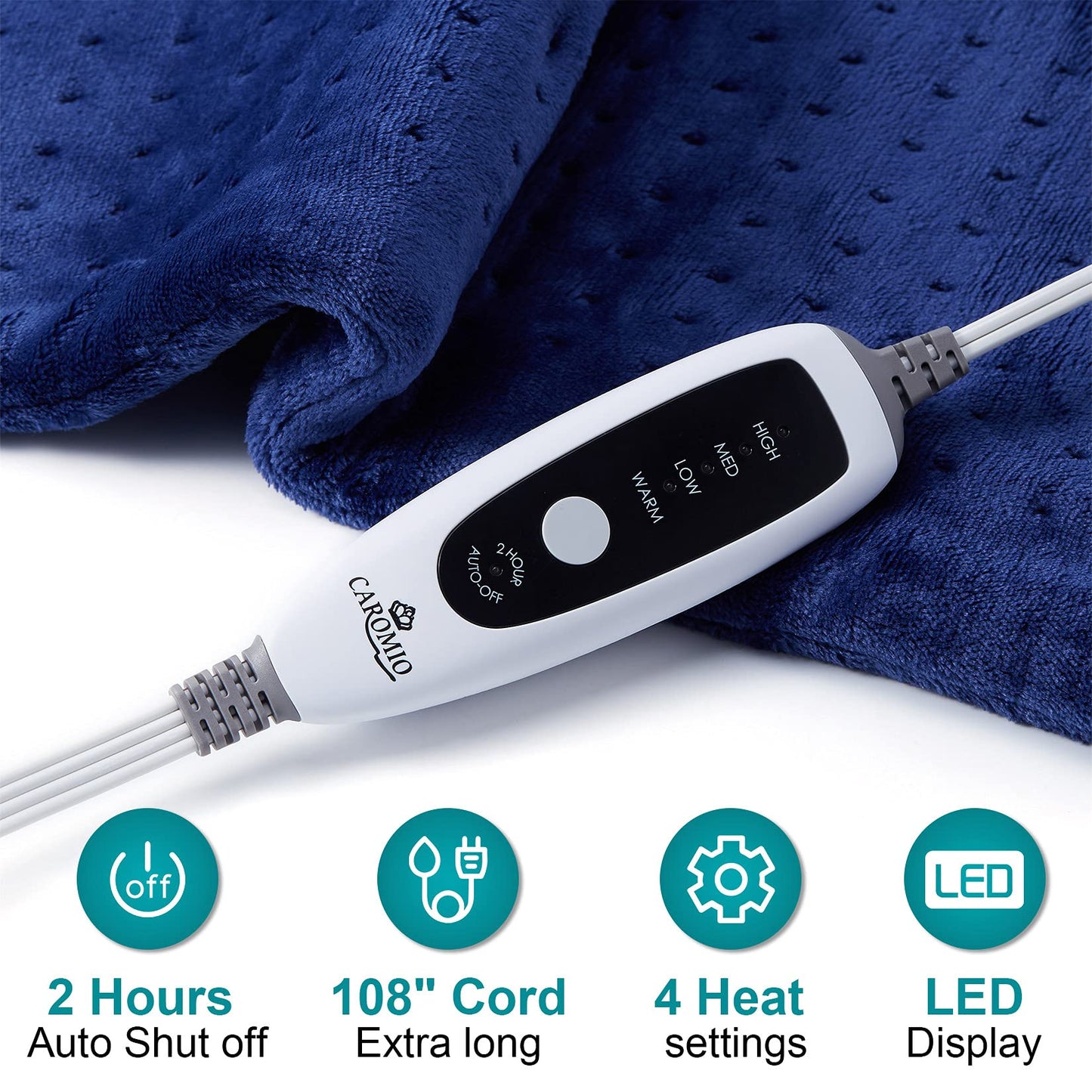 Heating Pad for Back Pain Relief, CAROMIO 33"x17" Extra Large Electric Heating Pads for Cramps Neck and Shoulders, Moist & Dry Heat Therapy,2H Auto Off,4 Temperature Settings,Machine Washable