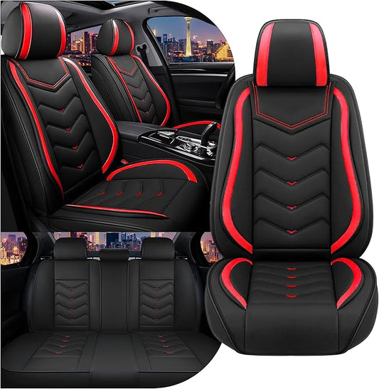 CTDS Car Seat Covers for Chevy Equinox 2005-2026, Stylish Sport Seat Cover, Premium Nappa Leather Car Seat Cover. Automobile Seat Covers Sets.(Standard 5 Seats/Black Red)