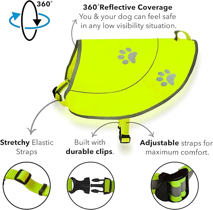 Dog Reflective Vest - Comfortable Jacket Safety Hunting, High Visibility for Dogs with Elastic Straps and Clasp Closure-Yellow, Large