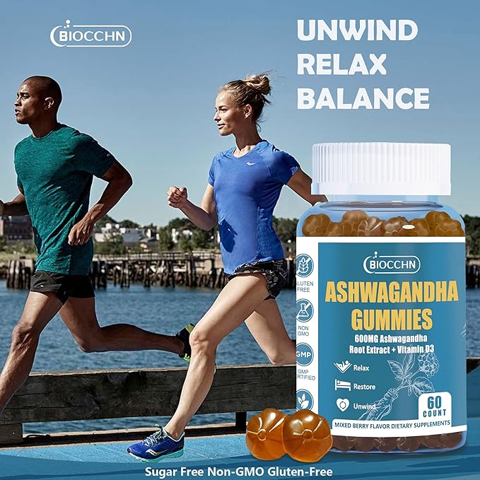 Ashwagandha Vitamin D3 Gummies, Vitamin D3 1000IU＆ Ashwagandha Supplements Gummies for Women Men(Non-GMO & Gluten Free,Sugar Free)