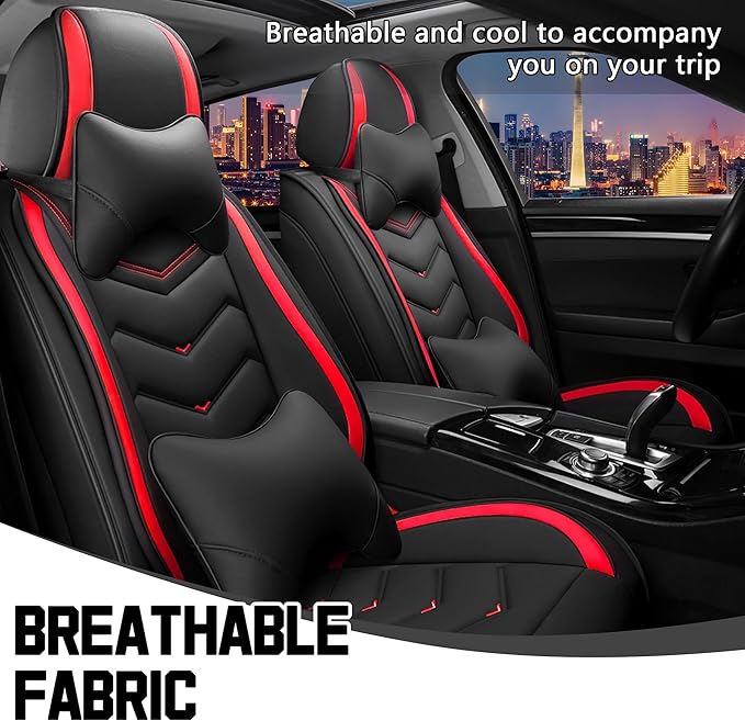CTDS Car Seat Covers for Jeep Grand Cherokee L 2021-2026, Stylish Sport Seat Cover, Premium Nappa Leather Car Seat Cover. Automobile Seat Covers Sets.(Luxury 2 Seats/Black Red)