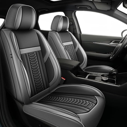 TTX LIGHTING for Toyota Avalon 2001-2022 Seat Covers: Waterproof Leather Seat Protector with Airbag Compatible (2 Front Seats,Black&Gray)