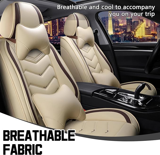 CTDS Car Seat Covers for Nissan Altima 2001-2026, Stylish Sport Seat Cover, Premium Nappa Leather Car Seat Cover. Automobile Seat Covers Sets.(Luxury 2 Seats/Beige)