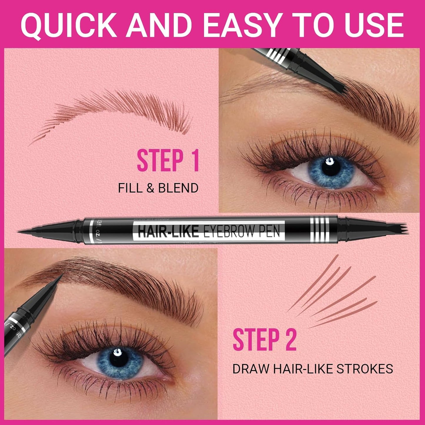 iMethod Microblading Eyebrow Pen | 2-in-1 Dual-Ended Reddish Brown Pencil for Women