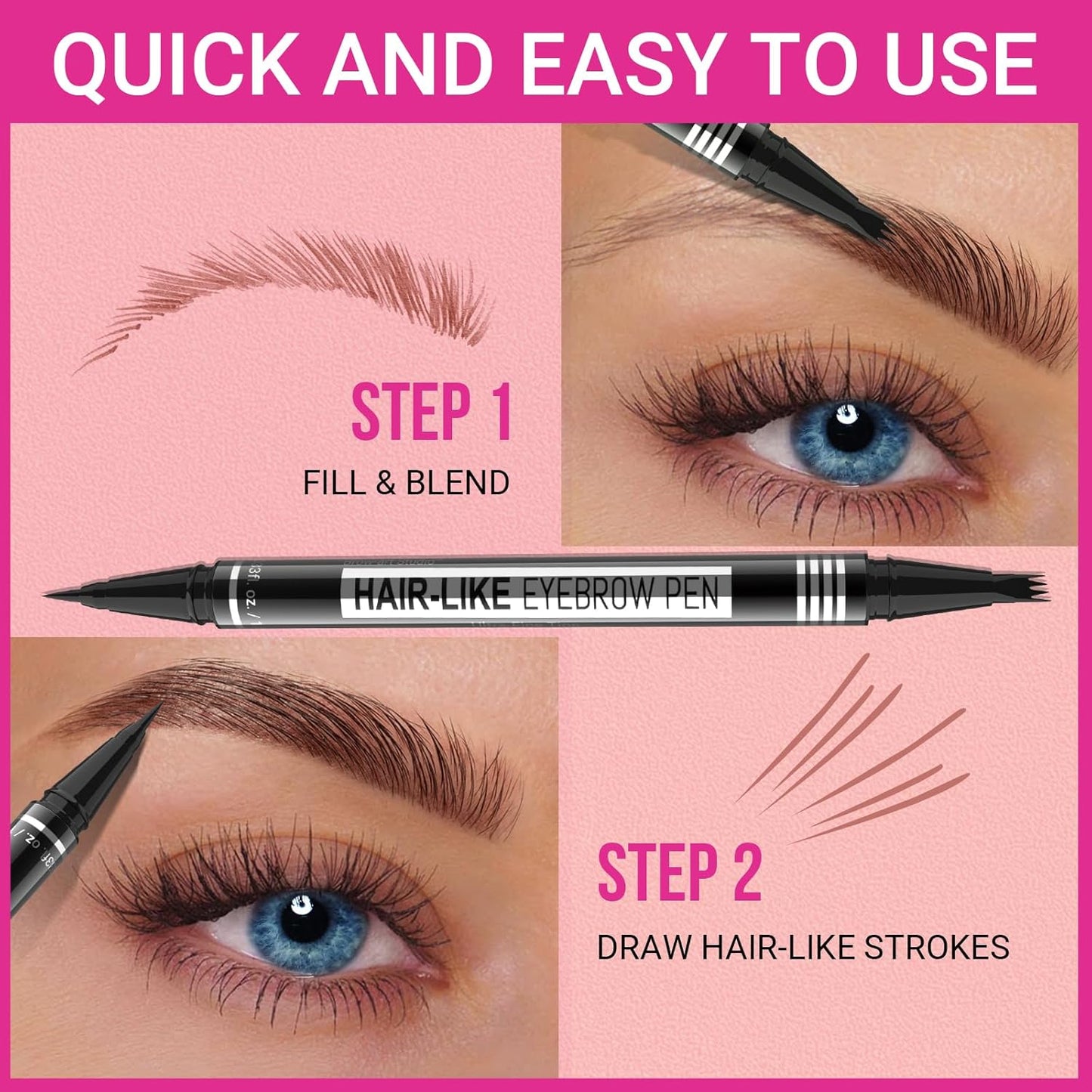 iMethod Microblading Eyebrow Pen | 2-in-1 Dual-Ended Pencil for Women – Black