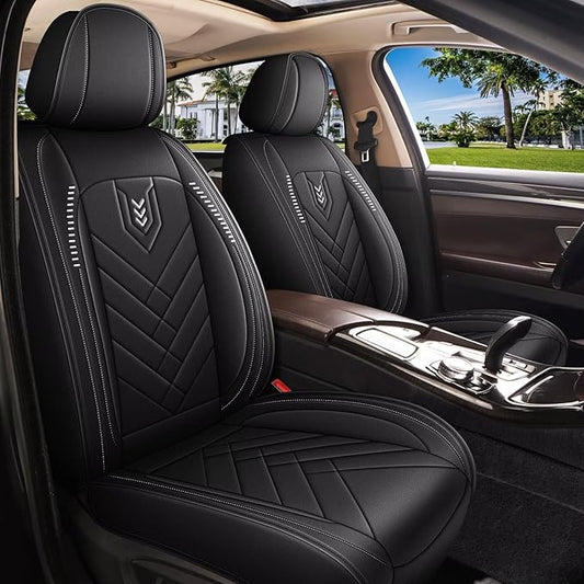 AOMSAZTO Car Seat Covers Fit for Kia Forte 2010-2025 2026 Full Set Premium Seat Covers Waterproof Leather Automotive Seat Cushion Protector Compatible with Airbag(5 Seats,Black)