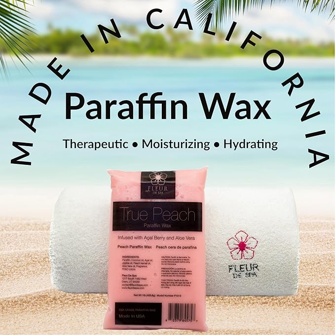 Paraffin Wax Refill for Hands and Feet | FLEUR DE SPA | Made in USA | With Acai, Coconut Oil, Jojoba, Aloe | Hydrates Dry Skin - At-Home Spa Experience