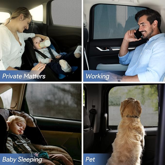 Car Window Shades, 2 Pack Breathable Mesh Car Side Back Window Sun Shades, Stretchy Window Screen for Baby Family Pet UV Protection, Window Covers Fit for Most(95%) of Cars - (Medium 39"x19")