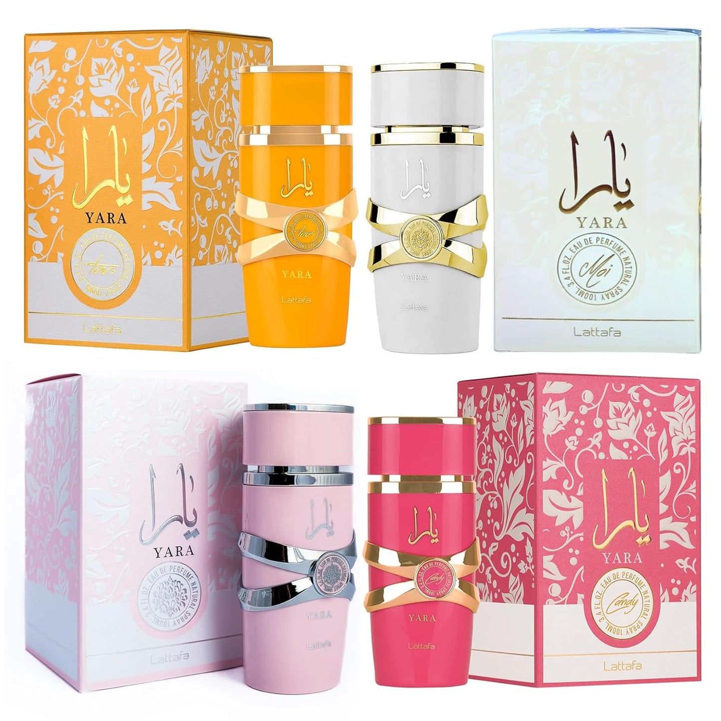 Yara Tous Eau de Parfum Spray for Women | 3.4 Oz | Pack of 4 | Lattafa