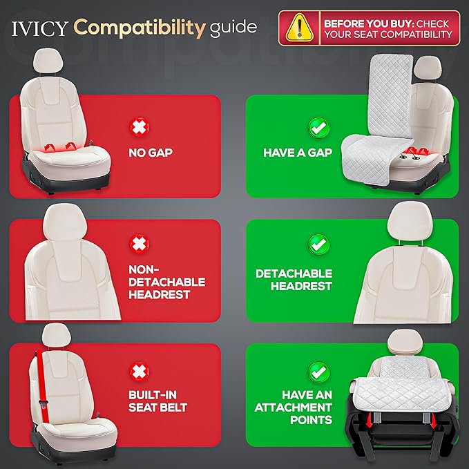 IVICY Faux Linen Front Car Seat Cover – Durable, Non-Slip Seat Protector for Cars – 1 Unit, Cool Gray