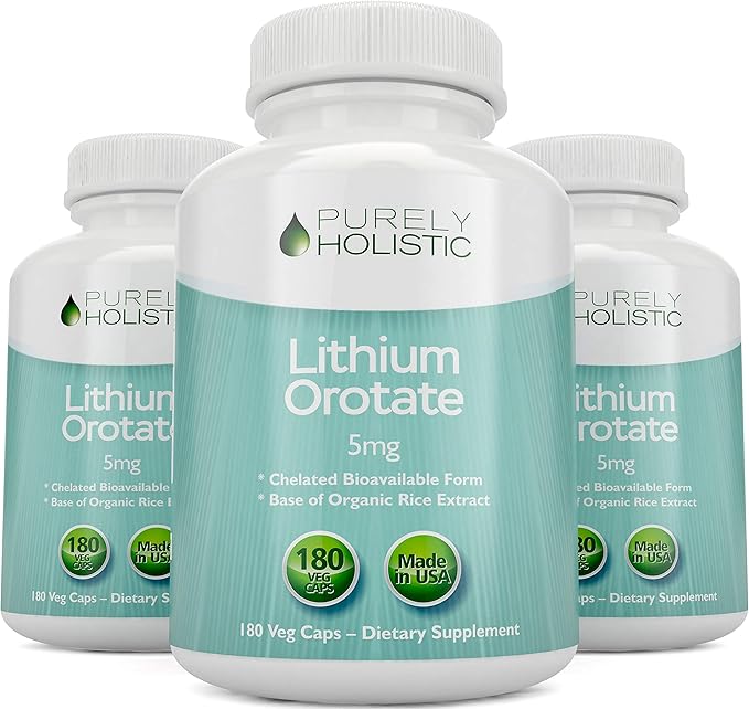 Lithium Orotate 5mg, 180 Vegetarian Lithium Capsules, Supplement Lithium Orotate 5mg, 180 Vegetarian Lithium Capsules, Helps Maintain Healthy Mood, Behavior Memory and Wellness