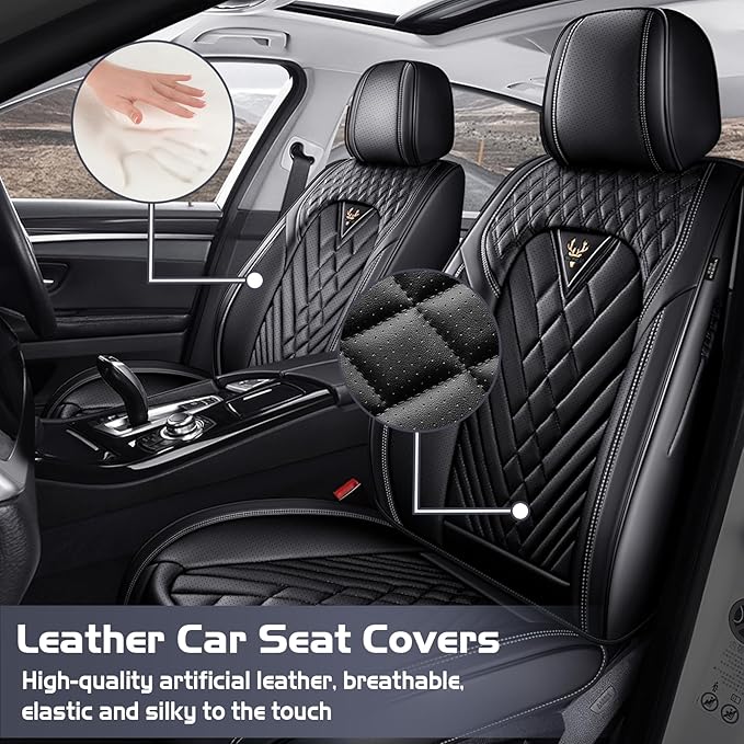 Truck Seat Covers for Ford F250 2011-2026, Waterproof Premium Leather Full Coverage Car Seat Cover, Muscle Sport Style Auto Interior Seat Cover Sets (Full Set/Black)
